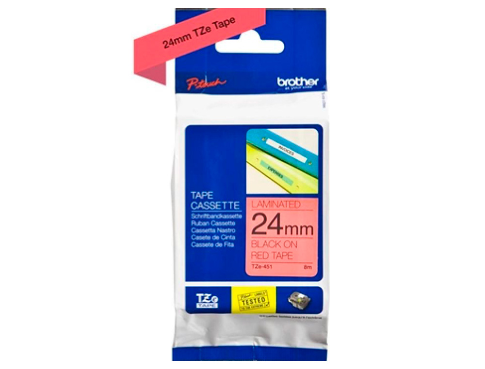 RUBANá BROTHER P-TOUCH TZE451 24 MM NOIR/ROUGEá