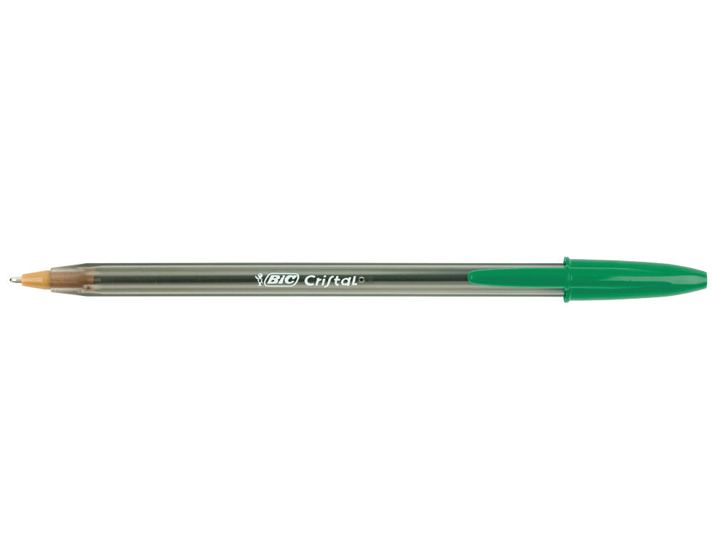 STYLO-BILLE BIC CRISTAL ÉCRITURE MOYENNE 0.5MM ENCRE CLASSIQUE BILLE  INDÉFORMABLE CAPUCHON COULEUR ENCRE VERT