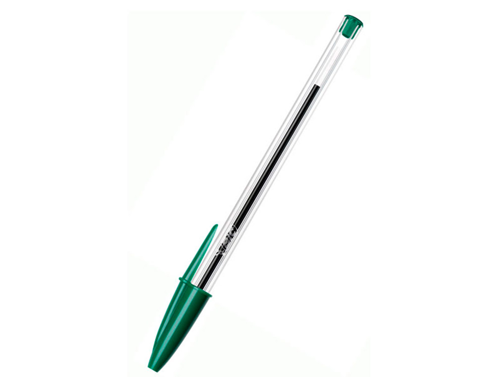 STYLO-BILLE BIC CRISTAL ÉCRITURE MOYENNE 0.5MM ENCRE CLASSIQUE BILLE  INDÉFORMABLE CAPUCHON COULEUR ENCRE VERT