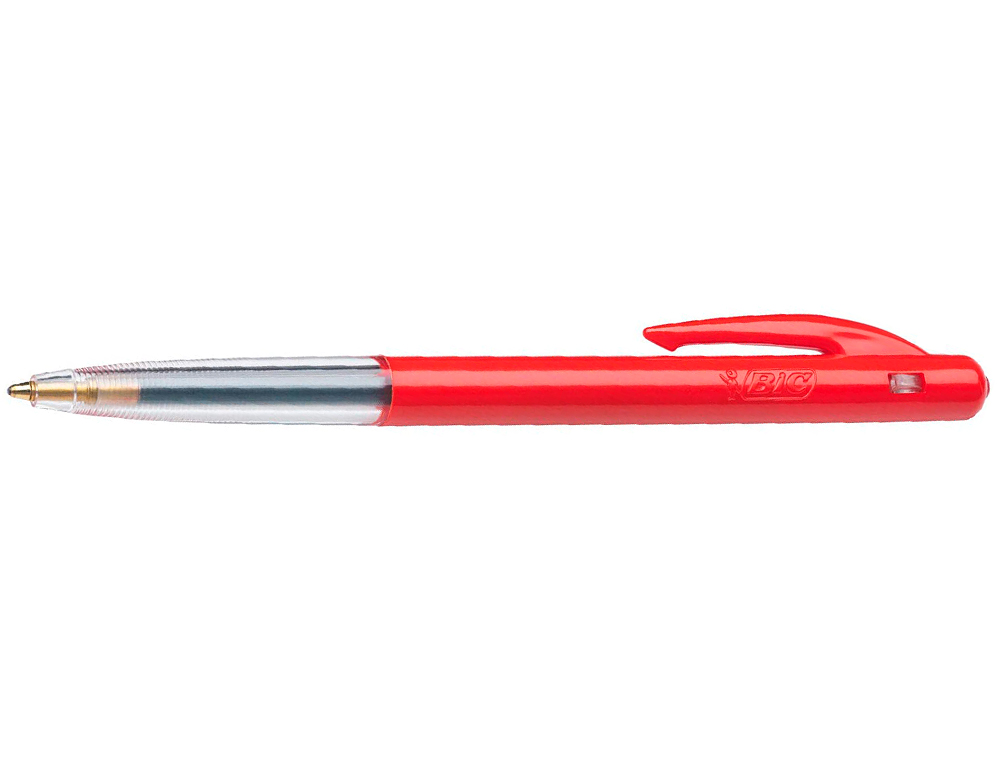 STYLO-BILLE BIC M10 ÉCRITURE MOYENNE 0.5MM ENCRE CLASSIQUE RÉTRACTABLE BOUTON POUSSOIR LATÉRAL COLORIS ROUGE