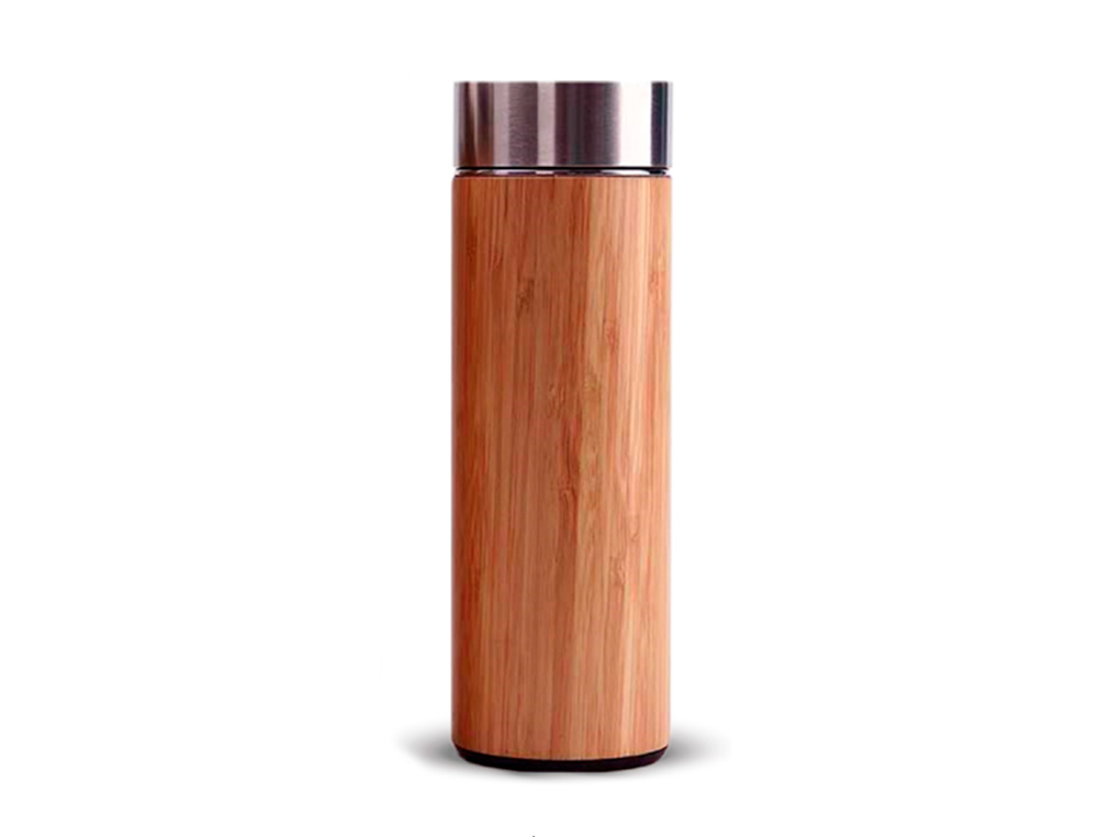 THEIERE BAMBOU 360 ML DOUBLE PAROI THERMIQUE EN ACIER      INOXIDABLE