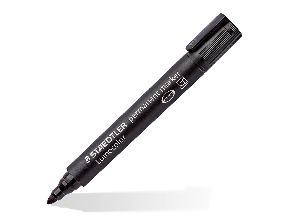 MARQUEUR STAEDTLER PERMANENT DRY SAFE 352 LUMOCOLOR POINTE OGIVE 2MM ASSORTIE ETUI DE 4