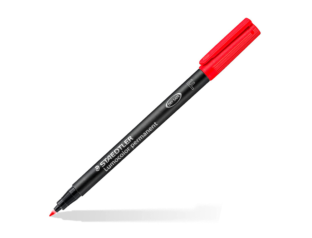 MARQUEUR STAEDTLER PERMANENT DRY SAFE LUMOCOLOR  318       POINTE FINE 0,6MM COLORIS     ASSROTIS ETUI DE 6 FEUTRES