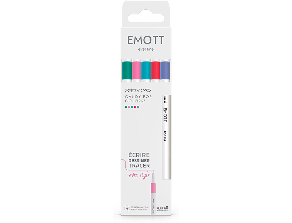 POCHETTE EMOTT 5 FEUTRES CANDY POP COLORS POINTE FINE COLORIS ASSORTIS