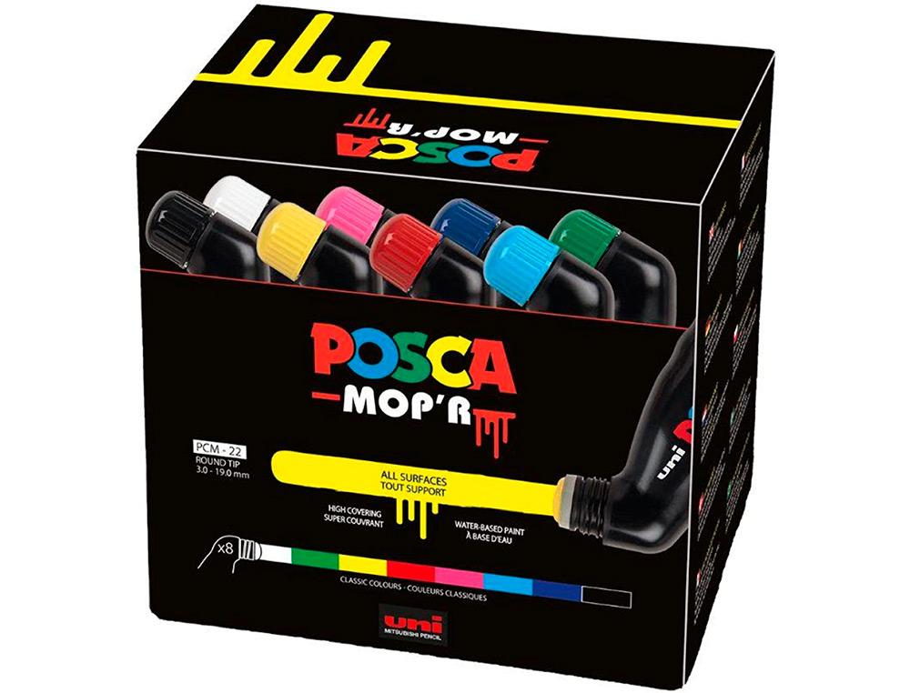 MARQUEUR POSCA MOP'R PEINTURE COUVRANTE SET DE 8 COLORIS    ASSORTIS