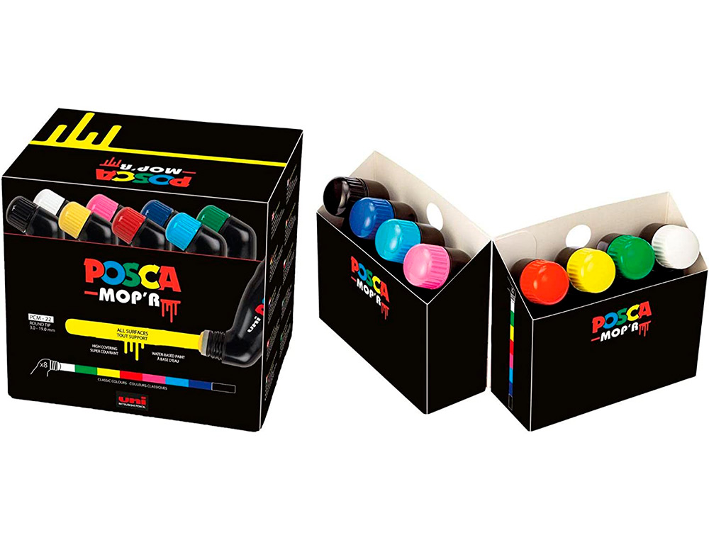 MARQUEUR POSCA MOP'R PEINTURE COUVRANTE SET DE 8 COLORIS    ASSORTIS
