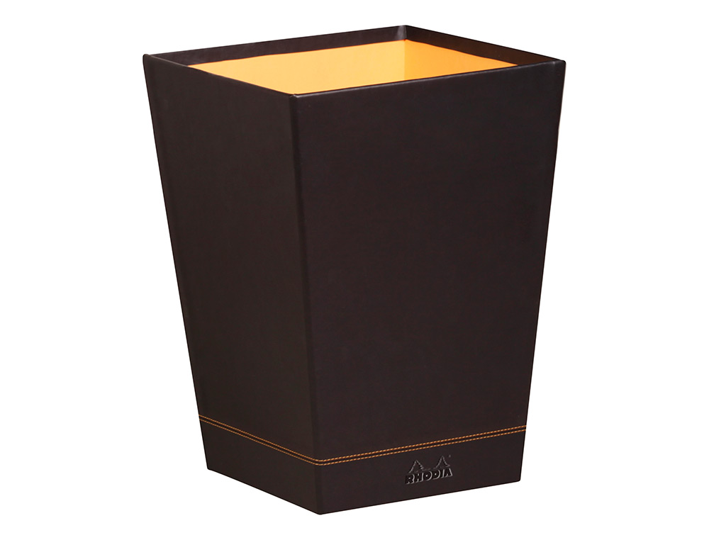 CORBEILLE   PAPIERS RHODIARAMA  SIMIL CUIR NOIR   VELOUT  15 L 27X27X32 CM
