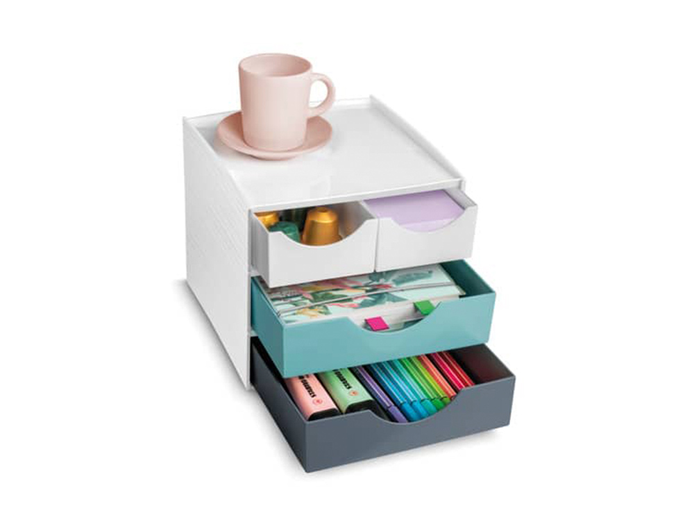MODULE DE RANGEMENT CEP MYCUBE RIVIERA MINI 3  TAGES  4 TIRROIRS 18,6X17,5X18,5CM   MULTICOLOR