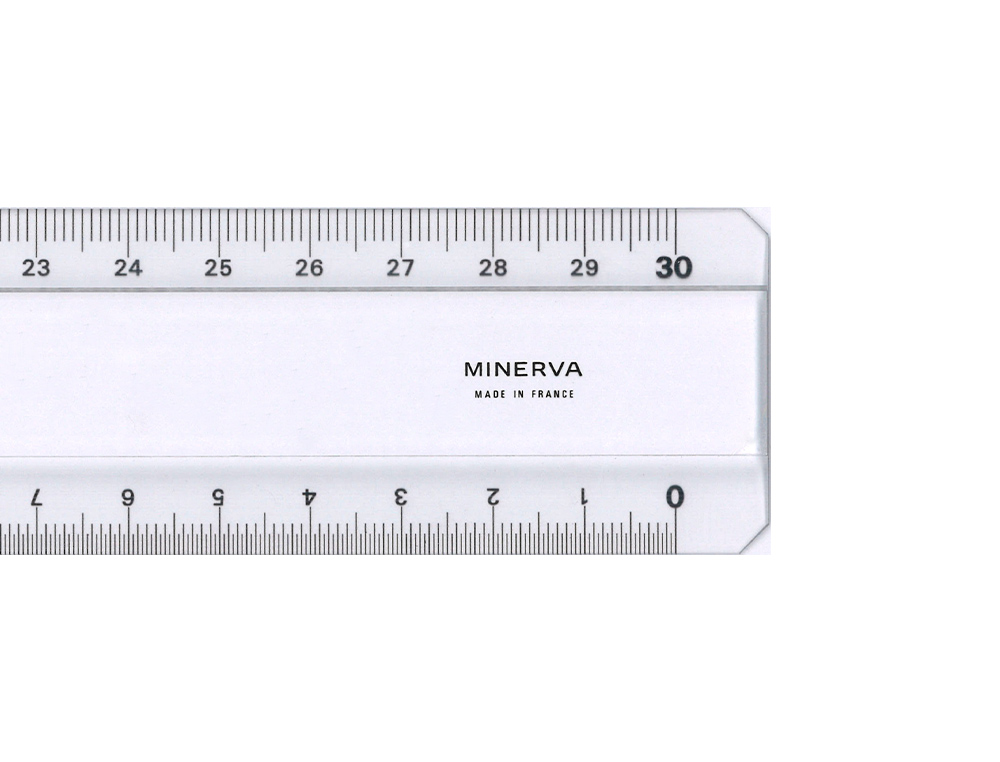 REGLE PLATE TRIPE DECIMETR S MINERVA 2 BISEAUX 30 CM