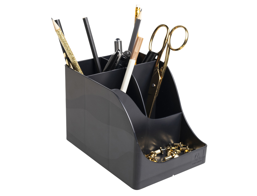 POT A CRAYONS EXACOMPTA PEN-WAVE NEO DECO 5 COMPARTIMENTS COLORIS NOIR