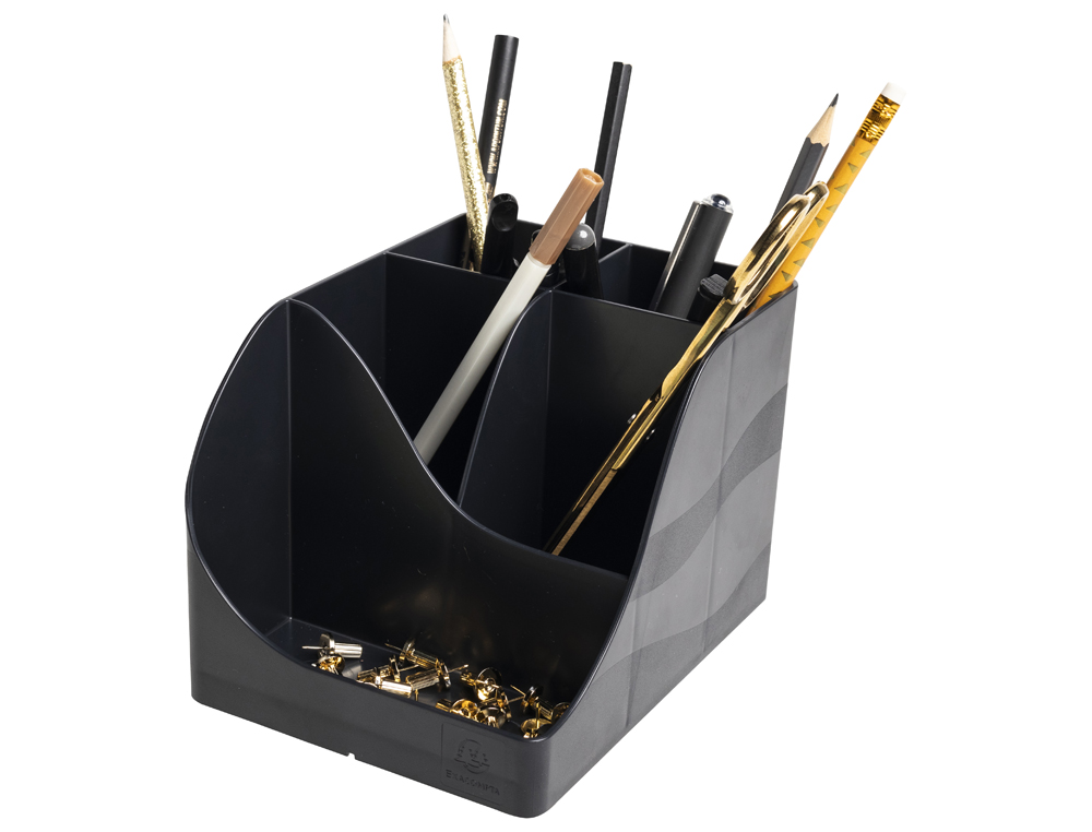 POT A CRAYONS EXACOMPTA PEN-WAVE NEO DECO 5 COMPARTIMENTS COLORIS NOIR