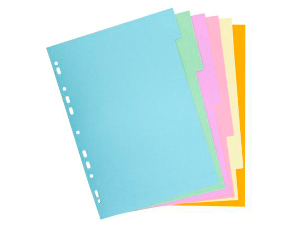 INTERCALAIRE EXACOMPTA CARTE FORTE RECYCLEE 170GR 17X22CM 6 POSITIONS COLORIS PASTEL