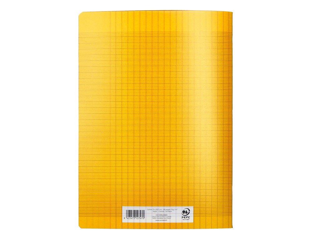 CAHIER PIQURE LIDERPAPEL COUVERTURE PP 240X320MM 96P SEYES COLORIS JAUNE