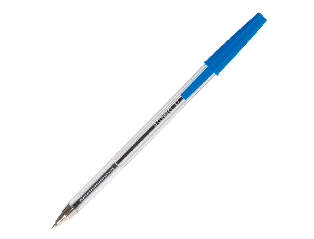 STYLO-BILLE Q-CONNECT ÉCRITURE MOYENNE 0.7MM ENCRE CLASSIQUE BILLE INDÉFORMABLE CAPUCHON COULEUR ENCRE BLEU