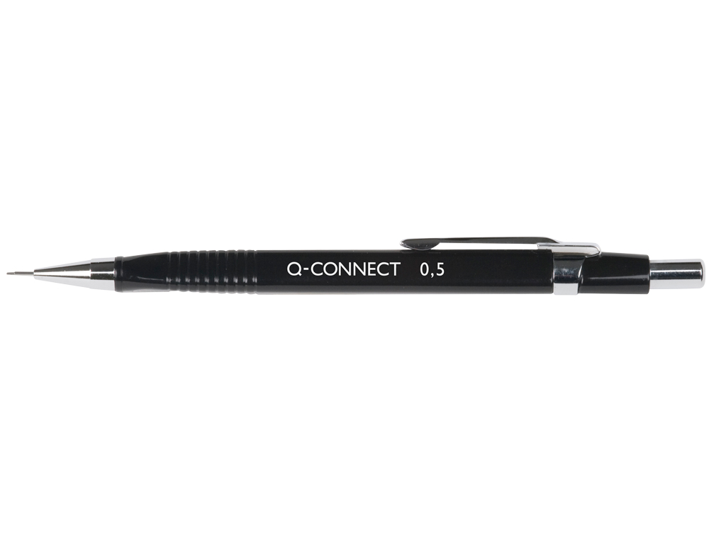 PORTE-MINES Q-CONNECT CONFORT 0.5MM CLIP METAL GRIP CAOUTCHOUC ANTI-FATIGUE CORPS COLORIS NOIR
