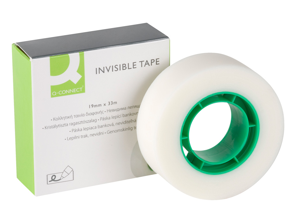 RUBAN ADHÉSIF Q-CONNECT INVISIBLE ÉCONOMIQUE 19MMX33M BOÎTE INDIVIDUELLE