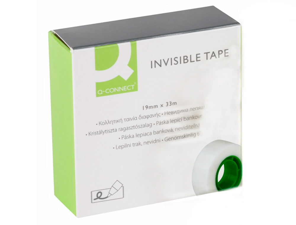 RUBAN ADHÉSIF Q-CONNECT INVISIBLE ÉCONOMIQUE 19MMX33M BOÎTE INDIVIDUELLE