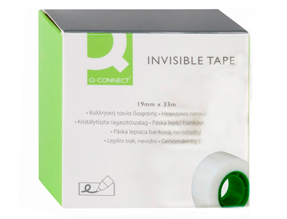 RUBAN ADHÉSIF Q-CONNECT INVISIBLE ÉCONOMIQUE 19MMX33M BOÎTE INDIVIDUELLE