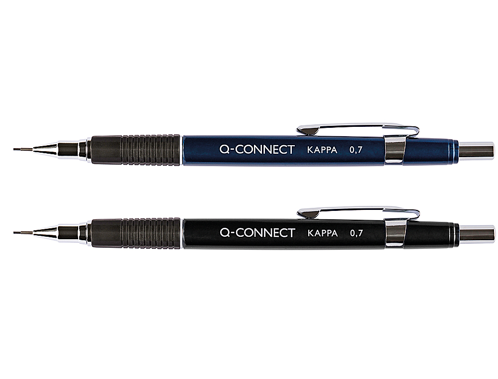 PORTE-MINE Q-CONNECT KAPPA 0.7MM POINTE RTRACTABLE GOMME BOUTON POUSSOIR GRIP CAOUTCHOUC COLORIS ASSORTIS