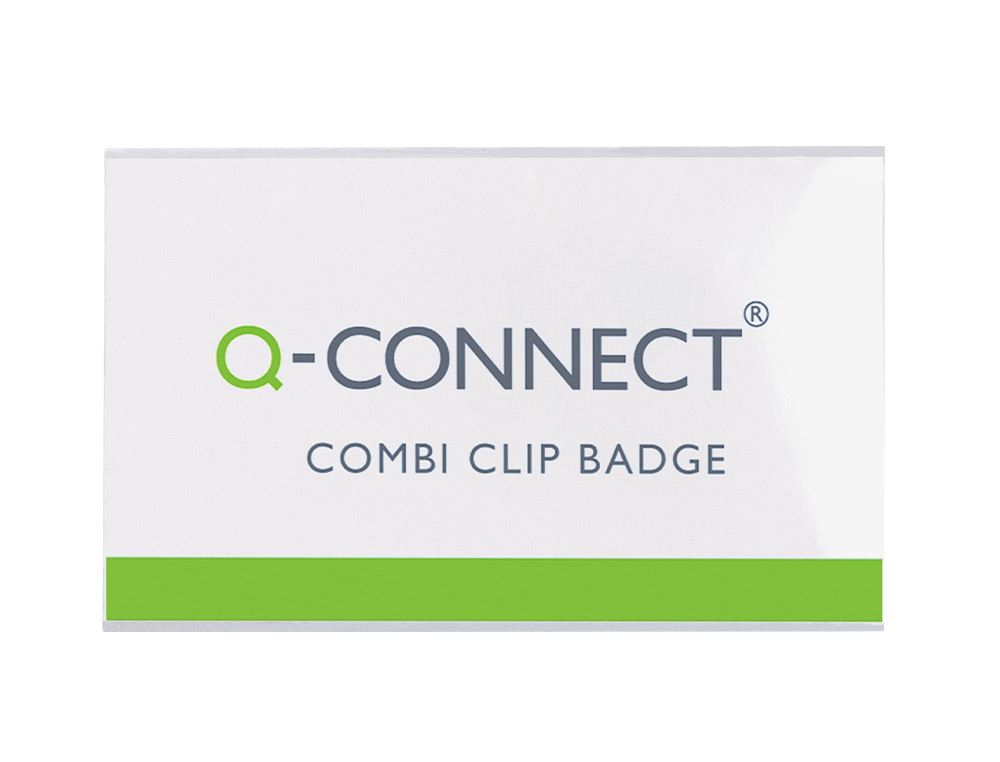 BADGE Q-CONNECT PVC RIGIDE TRANSPARENT PINCE OU ÉPINGLE FORMAT 54X90MM CARTE VISITE