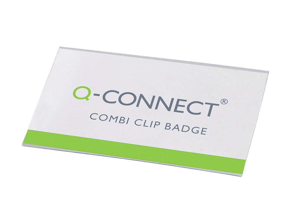 BADGE Q-CONNECT PVC RIGIDE TRANSPARENT PINCE OU ÉPINGLE FORMAT 54X90MM CARTE VISITE