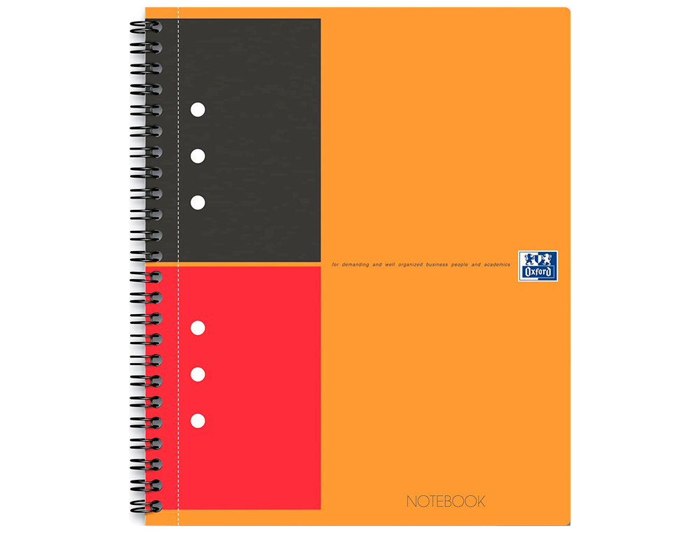 CAHIER NOTEBOOK OXFORD OPTIK PAPER COUVERTURE RIGIDE A4+ 21X32CM 160 PAGES LIGNÉ FEUILLES DÉTACHABLES PERFORÉES ORANGE