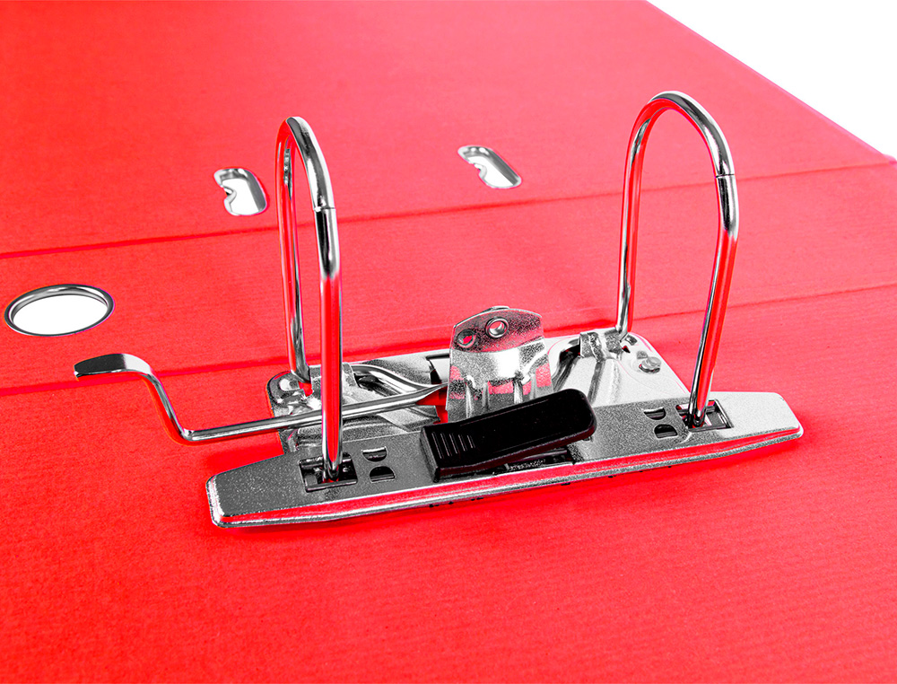 CLASSEUR LEVIER LIDERPAPEL DOCUMENTA FOLIO CARTON REMBORDE DOS 75MM RADO METALLIQUE COLORIS ROUGE