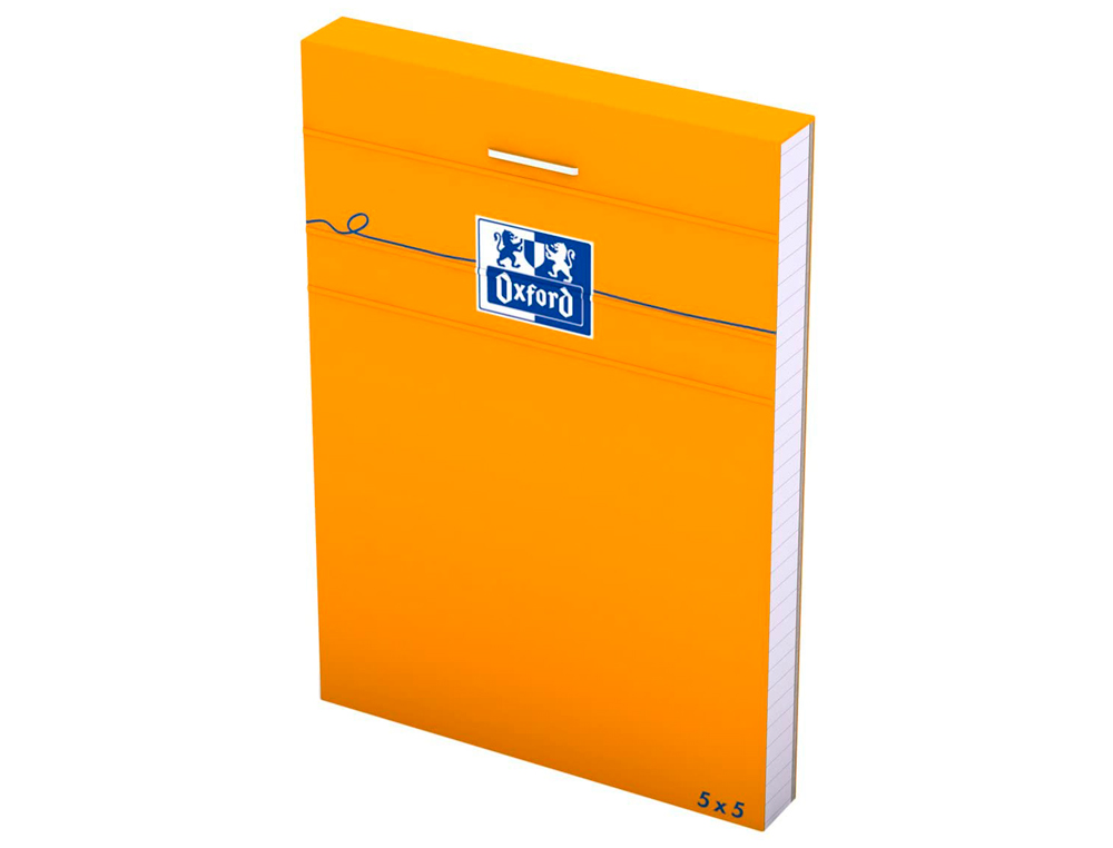 BLOC BUREAU OXFORD A7 PAPIER VÉLIN SURFIN AGRAFÉ EN TÊTE COUVERTURE ENVELOPPANTE 74X105MM 80F 80G 5X5 COLORIS ORANGE