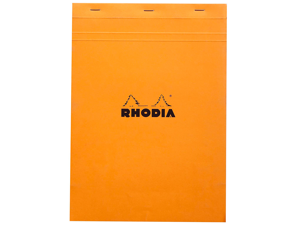 BLOC BUREAU RHODIA A4 PAPIER VÉLIN SURFIN COUVERTURE ENDUITE ENVELOPPANTE 210X297MM 80F DÉTACHABLES 80G 5X5MM ORANGE