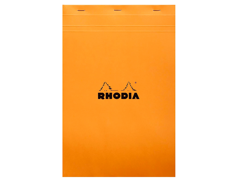 BLOC BUREAU RHODIA A4+ PAPIER VÉLIN SURFIN COUVERTURE ENDUITE ENVELOPPANTE 210X320MM 80F DÉTACHABLES 80G 5X5MM ORANGE