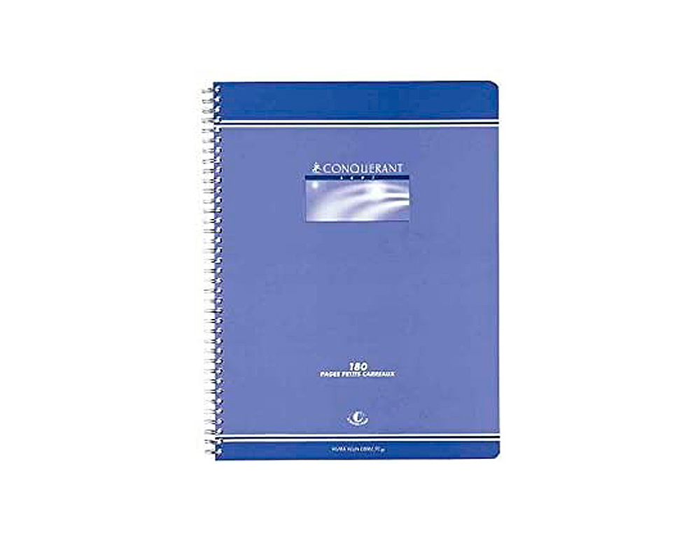 CAHIER CONQUÉRANT SEPT RELIURE INTÉGRALE COUVERTURE OFFSET A4 21X29,7CM 180 PAGES 70G 5X5MM