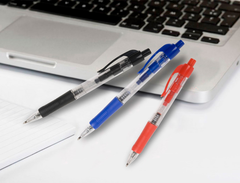 STYLO-BILLE Q-CONNECT RÉTRACTABLE ÉCRITURE MOYENNE 0.7MM ENCRE CLASSIQUE CLIP GRIP PRÉHENSION COULEUR ENCRE NOIRE