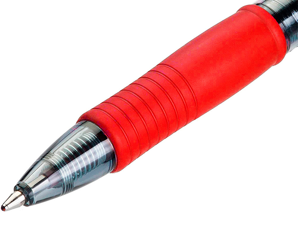 STYLO-BILLE Q-CONNECT RTRACTABLE CRITURE MOYENNE 0.7MM ENCRE CLASSIQUE CLIP GRIP PRHENSION COULEUR ENCRE ROUGE
