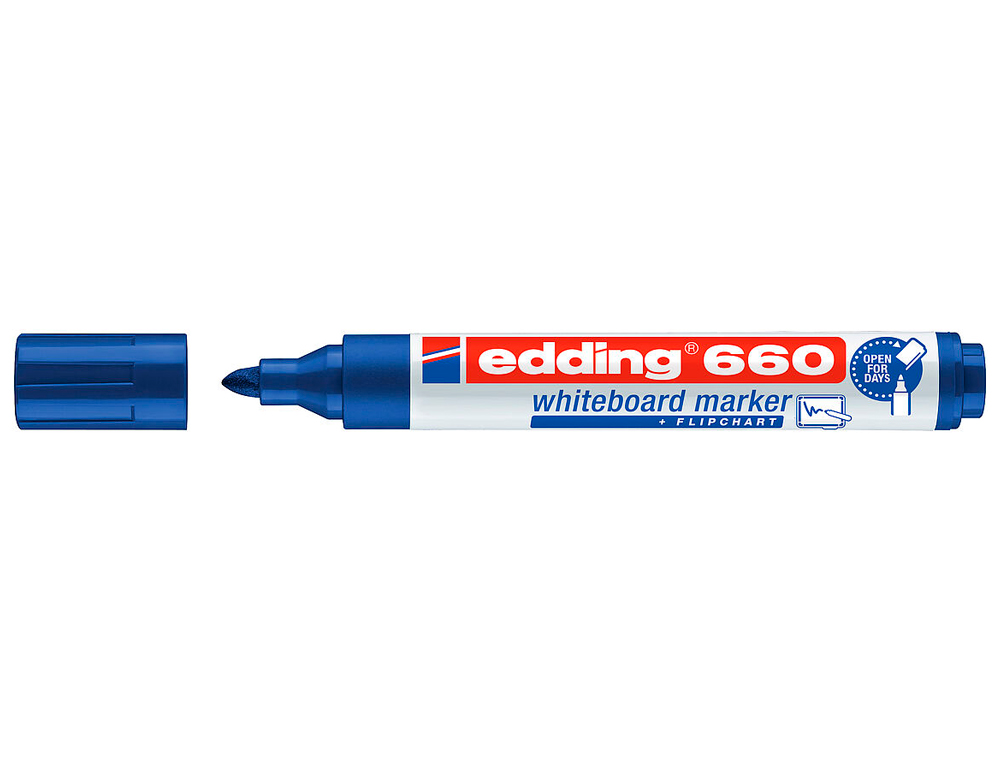 MARQUEUR EDDING E660 TABLEAU BLANC RECHARGEABLE POINTE OGIVE TRACÉ 1.5/3MM ENCRE CAP-OFF PIGMENTÉE NON TOXIQUE BLEU