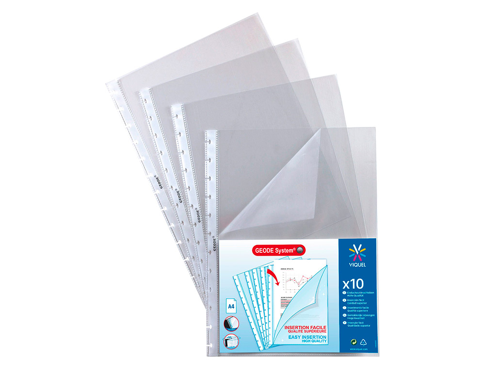 POCHETTE VIQUEL RECHARGE PROTGE-DOCUMENTS GODE PERSONNALISABLE POLYPROPYLNE 80 MICRONS FORMAT A4+ LOT 10 UNITS