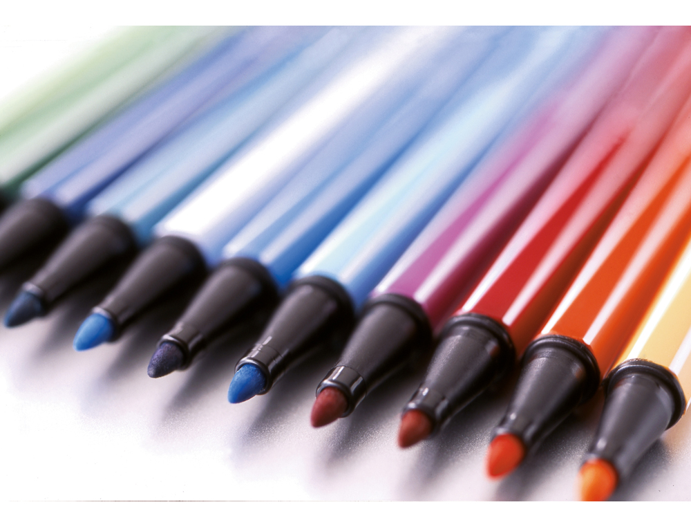 FEUTRE COLORIAGE STABILO PEN 68 ENCRE AQUARELLABLE POINTE OGIVE BLOQUÉE ÉTUI CHEVALET POCHETTE 10 UNITÉS