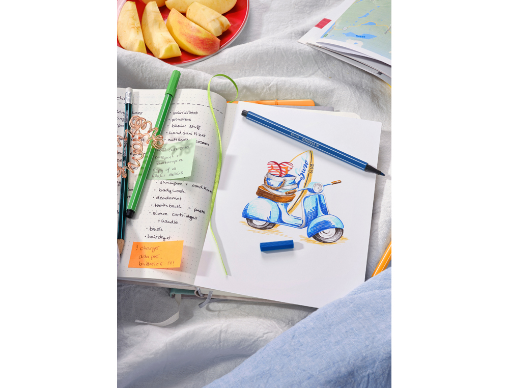 FEUTRE COLORIAGE STABILO PEN 68 ENCRE AQUARELLABLE POINTE OGIVE BLOQUÉE ÉTUI CHEVALET POCHETTE 10 UNITÉS