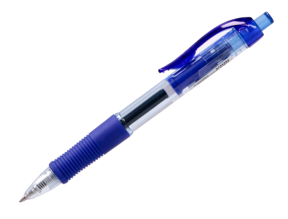 STYLO-BILLE Q-CONNECT SIGMA ÉCRITURE MOYENNE 0.5MM ENCRE GEL RÉTRACTABLE CORPS PLASTIQUE TRANSLUCIDE COLORIS BLEU