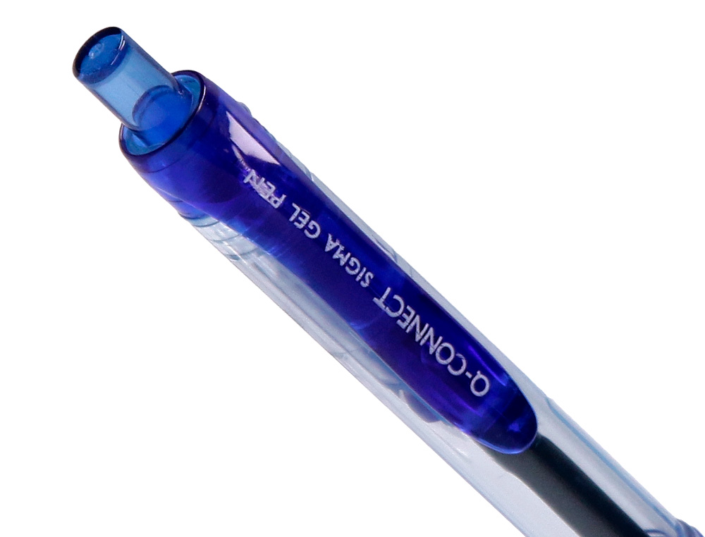 STYLO-BILLE Q-CONNECT SIGMA ÉCRITURE MOYENNE 0.5MM ENCRE GEL RÉTRACTABLE CORPS PLASTIQUE TRANSLUCIDE COLORIS BLEU