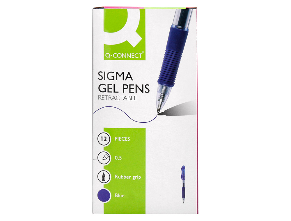 STYLO-BILLE Q-CONNECT SIGMA ÉCRITURE MOYENNE 0.5MM ENCRE GEL RÉTRACTABLE CORPS PLASTIQUE TRANSLUCIDE COLORIS BLEU