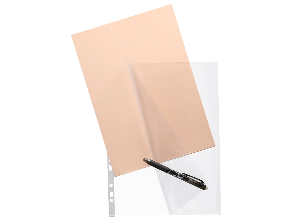 POCHETTE Q-CONNECT POLYPROPYLÈNE 8/100E PERFORÉE OUVERTURE ANGLE ANTISTATIQUE A4 210X297MM SACHET 25 UNITÉS