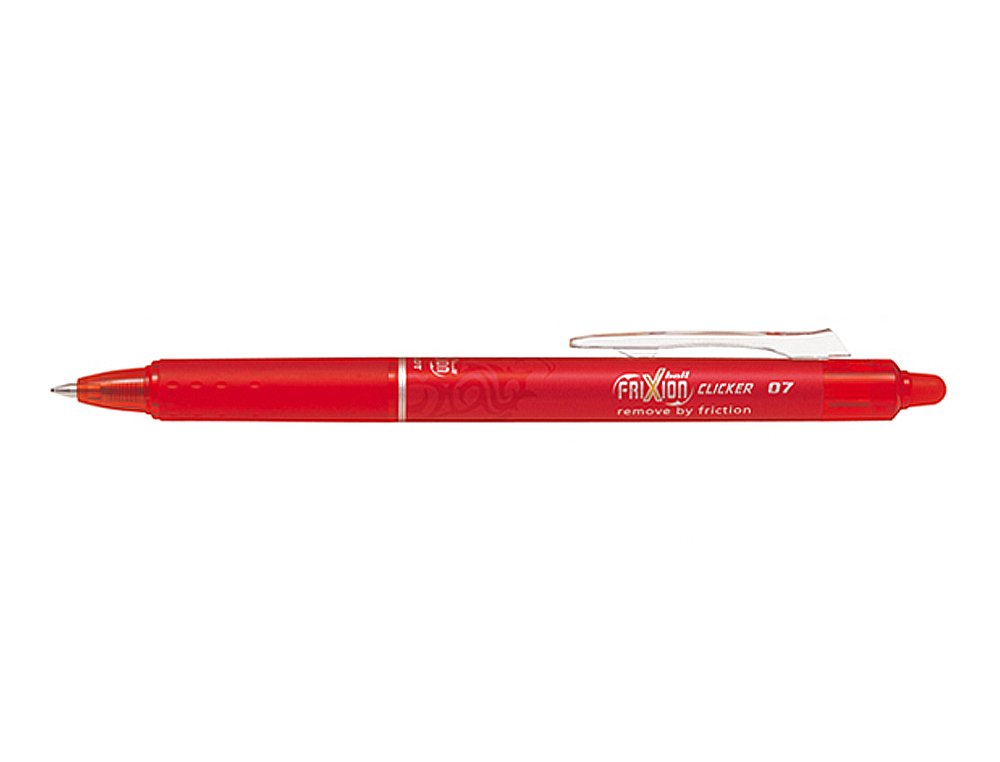 ROLLER PILOT FRIXION CLICKER ÉCRITURE MOYENNE 0.35MM ENCRE EFFAÇABLE GOMME SERTIE GRIP PREHENSION RECHARGEABLE ROUGE