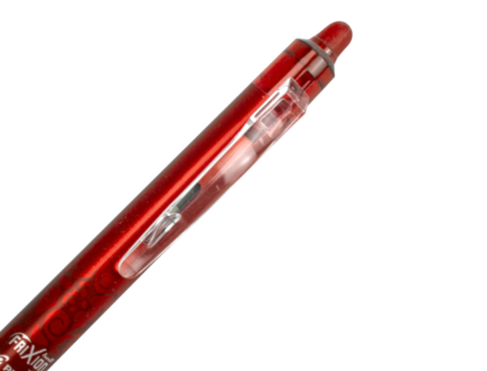 ROLLER PILOT FRIXION CLICKER ÉCRITURE MOYENNE 0.35MM ENCRE EFFAÇABLE GOMME SERTIE GRIP PREHENSION RECHARGEABLE ROUGE