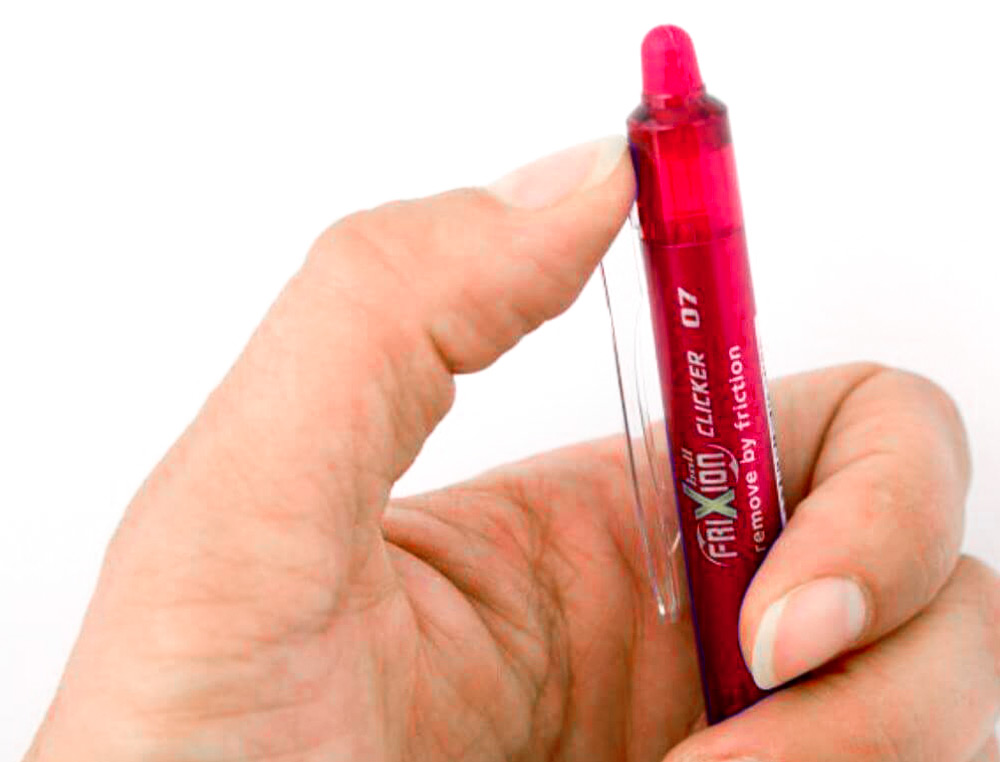 ROLLER PILOT FRIXION CLICKER ÉCRITURE MOYENNE 0.35MM ENCRE EFFAÇABLE GOMME SERTIE GRIP PREHENSION RECHARGEABLE ROUGE