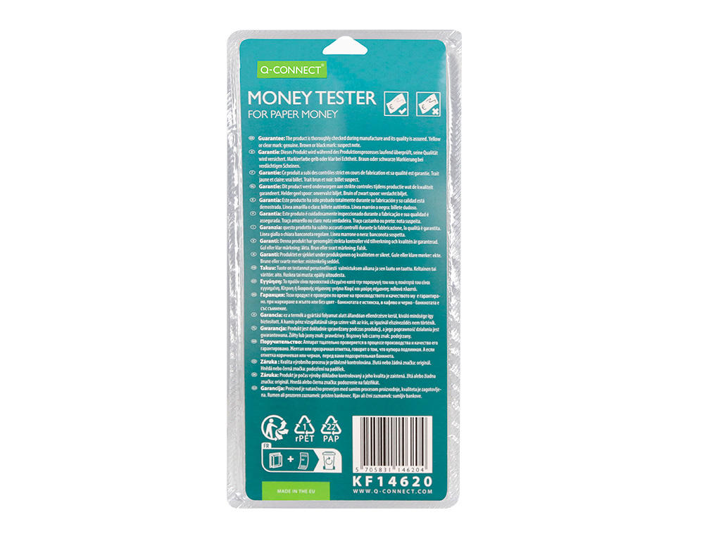 STYLO DTECTEUR Q-CONNECT FAUX BILLETS DE POCHE VRIFICATION INSTANTANE AUTHENTICIT