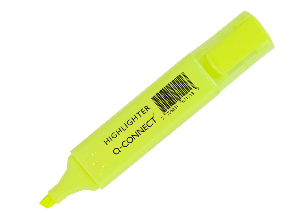 SURLIGNEUR Q-CONNECT TRACÉ 2/5 MM POINTE BISEAUTÉE COULEURS ÉCLATANTES POCHETTE 4 UNITÉS ASSORTIES