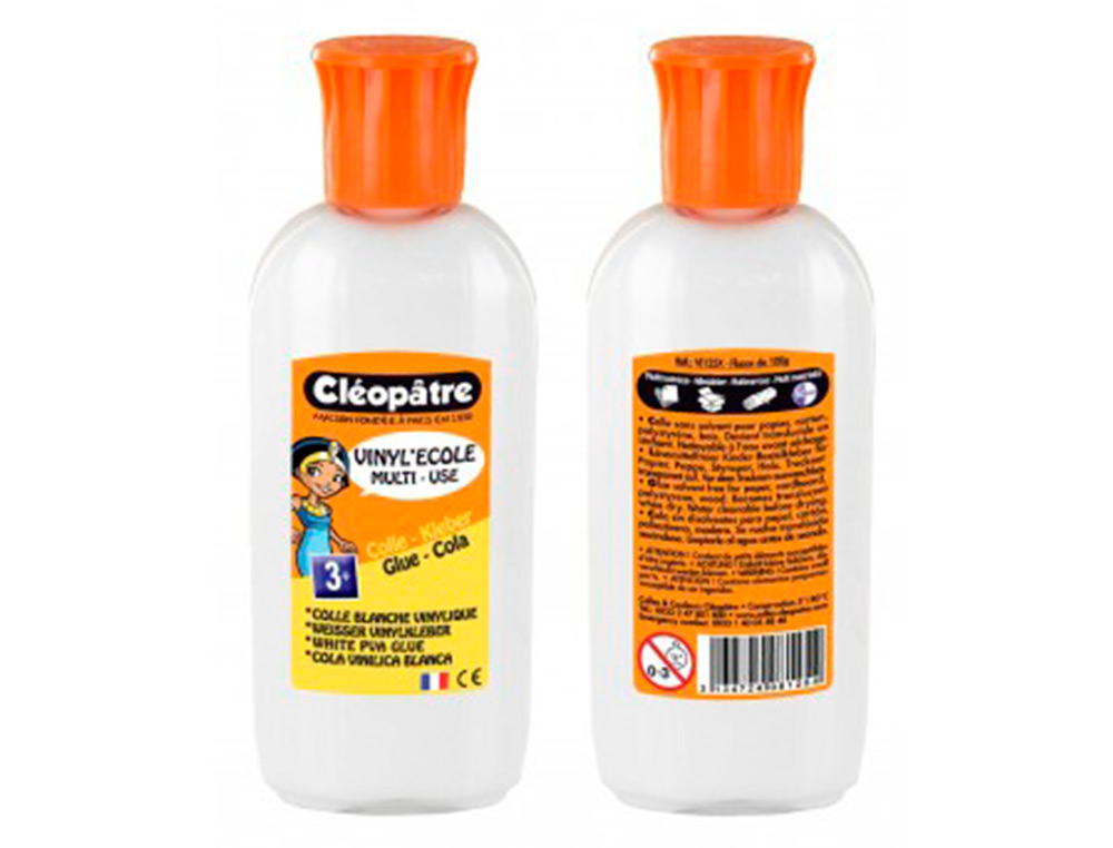 COLLE VINYLIQUE CLOPTRE BLANCHE TOUS TYPES TRAVAUX USAGE MAISON BUREAU NETTOYAGE FACILE SANS SOLVANT FLACON 100ML