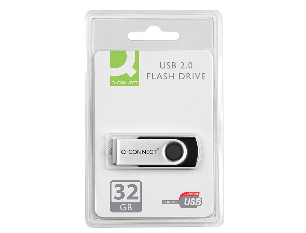 CLÉ USB Q-CONNECT 2.0 32GB VITESSE LECTURE 18MB/S ÉCRITURE 12MB/S CAPUCHON ROTATIF