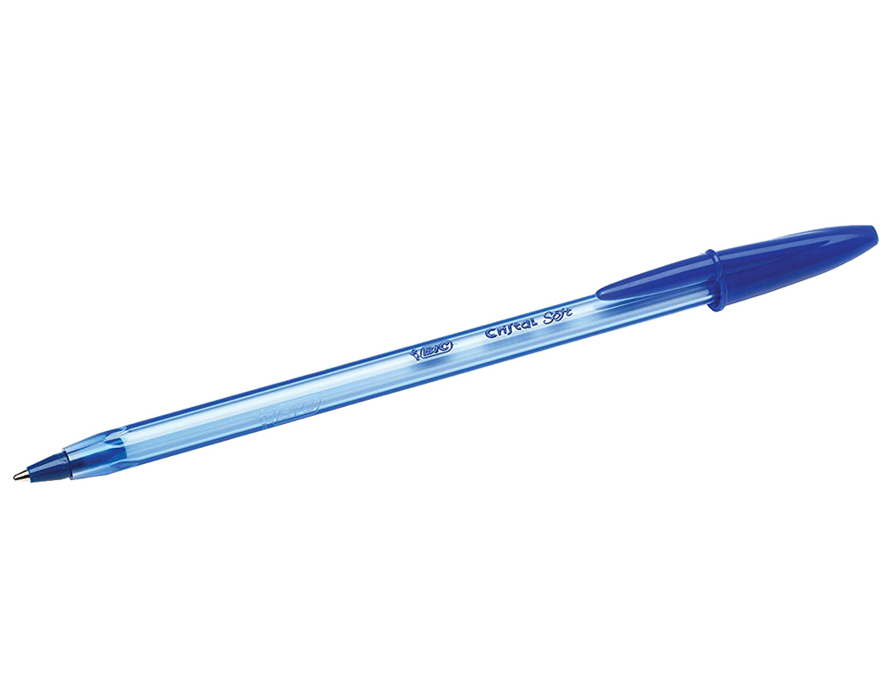 STYLO-BILLE BIC CRISTAL SOFT ÉCRITURE LARGE 0.8MM ENCRE CLASSIQUE BILLE INDÉFORMABLE CAPUCHON COULEUR ENCRE BLEU