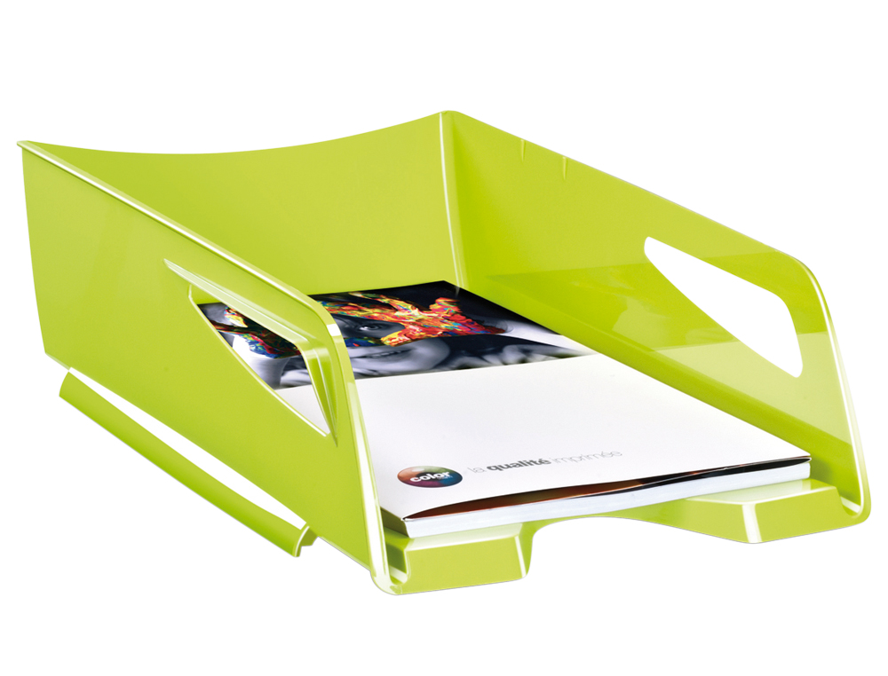 CORBEILLE  COURRIER MAXI CEP GLOSS DOCUMENTS 24X32CM 2 POIGNES SUPERPOSABLE DROIT DCAL 270X386X115MM COLORIS ANIS